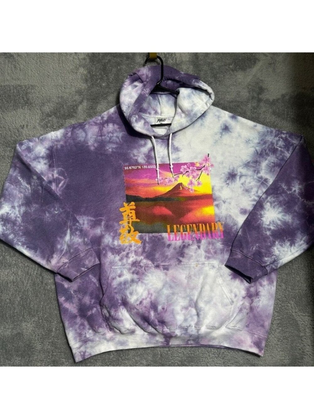 Popular Poison Legendary Mt. Fuji Tie-Dye Hoodie Purple White 2XL Japan Streetwe